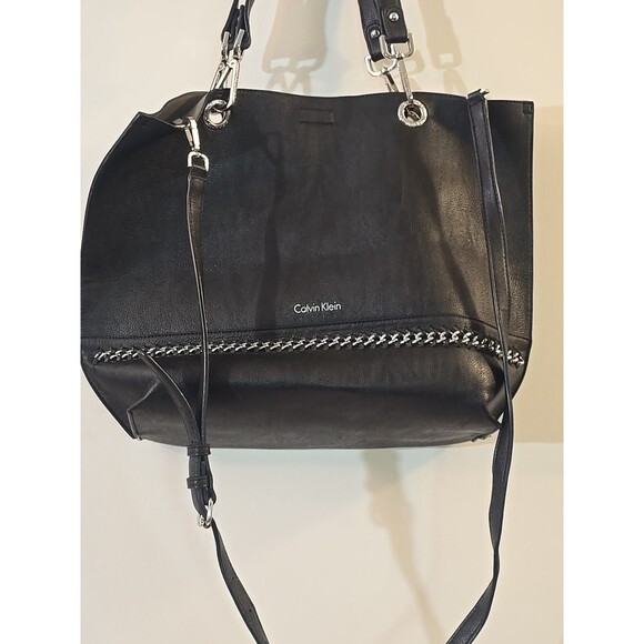 Calvin Klein Sonoma Reversible Tote Bag Faux Leather Multiple Straps - Picture 1 of 8